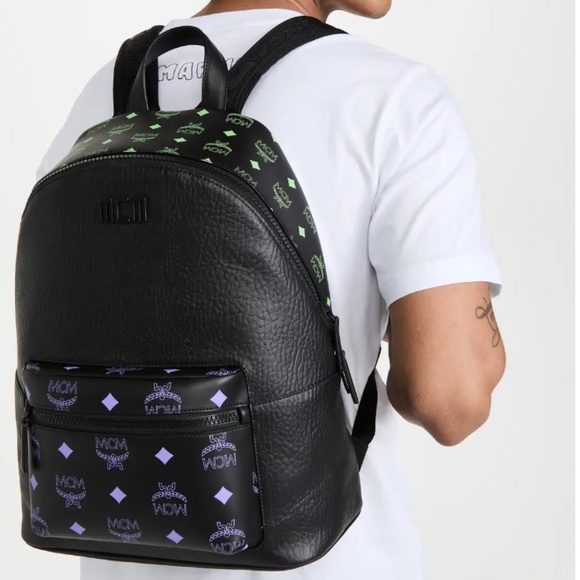 MCM Color Splash Logo Medium Water Repellent Backpack - Picture 1 of 8